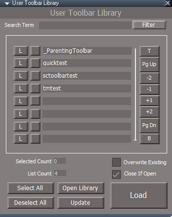 toolbar manager library panel